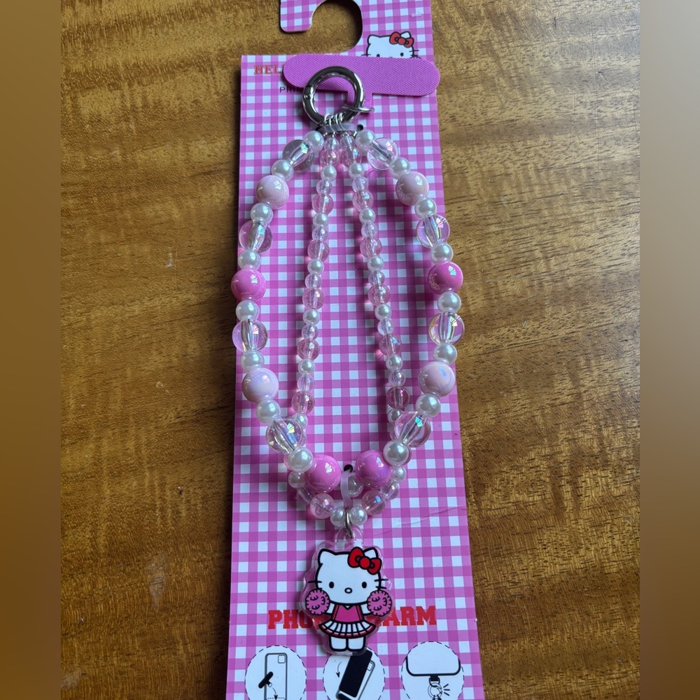 Hello Kitty Cheerleader Beaded Phone Charm